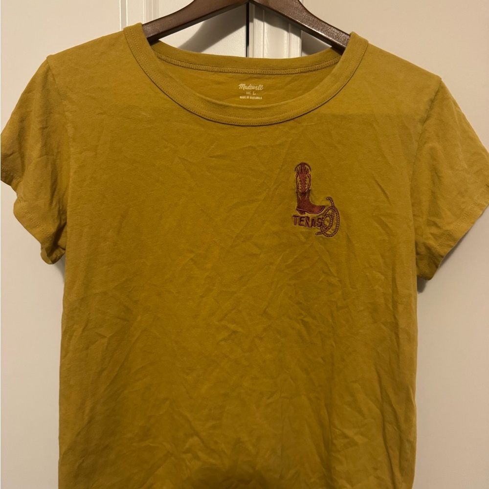 Madewell Mustard Tee with Embroidered Detail